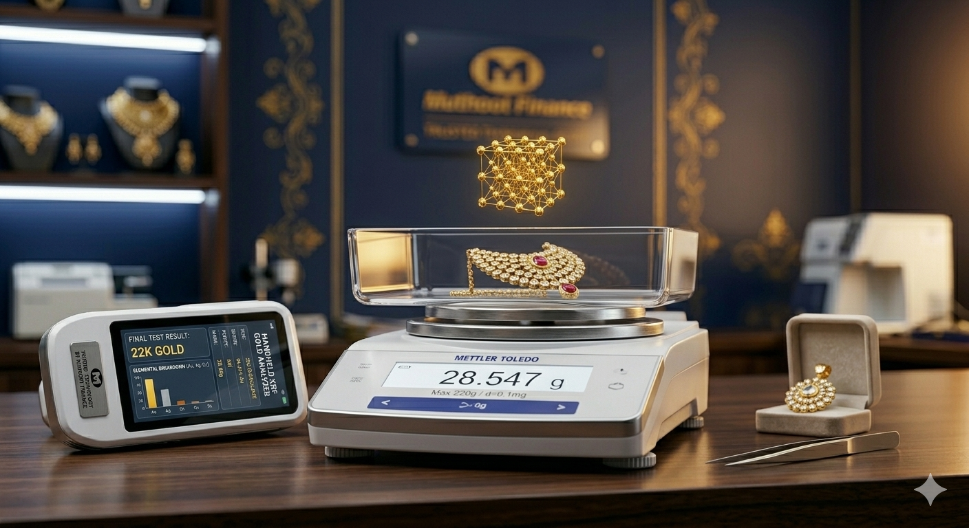 Precision scale weighing gold jewellery
